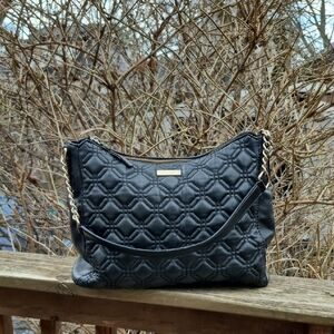 Kate Spade Quilted Black Shoulder Bag with Chain Detail